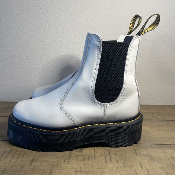 Dr. Martens 2976 Quad Platform White Leather Chelsea Boots US Ladies 5‎ - Picture 1 of 14